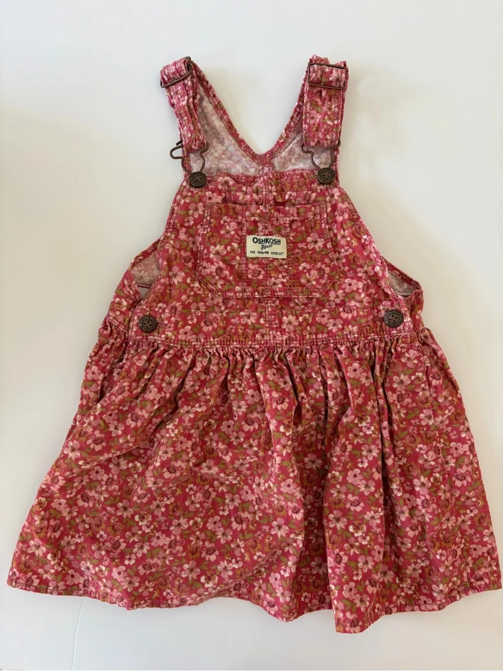 Oshkosh B'Gosh Pink Floral Corduroy Shirtall Dress 4T Fall Autumn Thanksgiving
